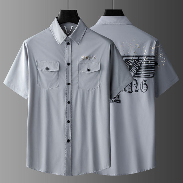 Chemise Grise Imprimée & Décoration Strass