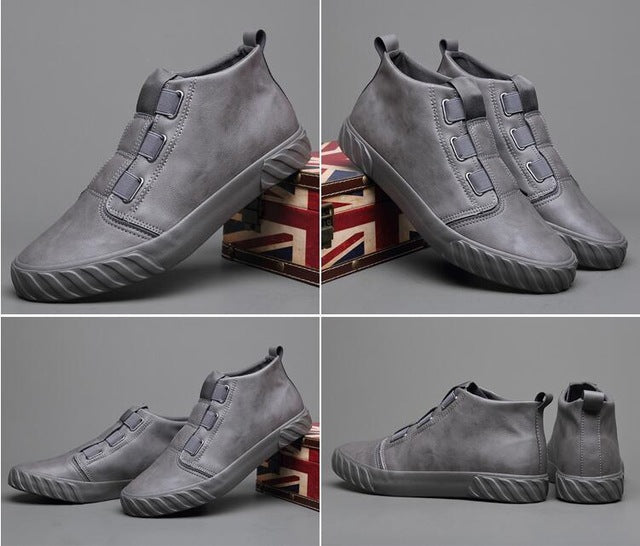 Sneaker haut décontracté pour hommes en cuir PU solide tendance