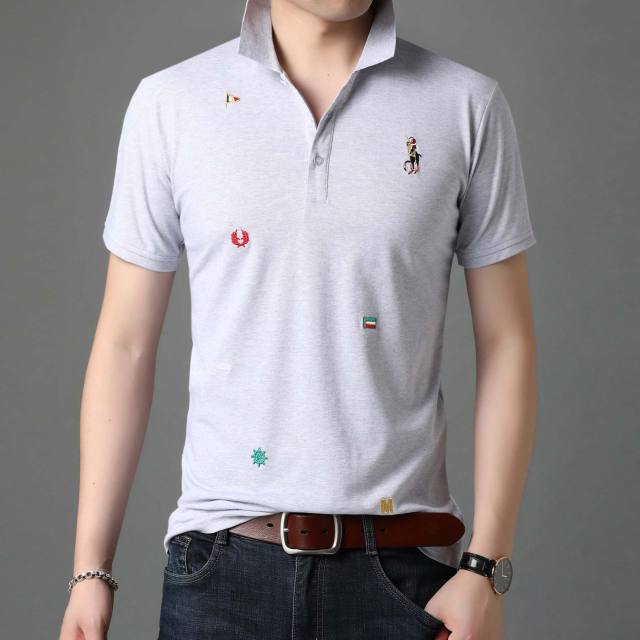 Fantasy Battle Embroidery Pattern Decorated Polo Shirt