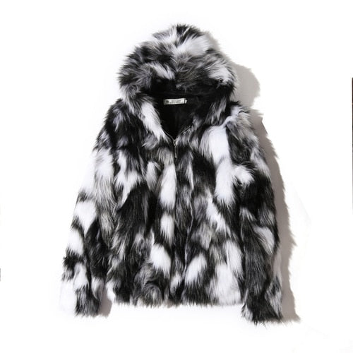 Fleece Fur Mix Color Jacket