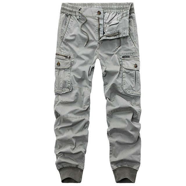 Pantalon tactique cargo en coton solide avec poches latérales style décontracté militaire pour hommes