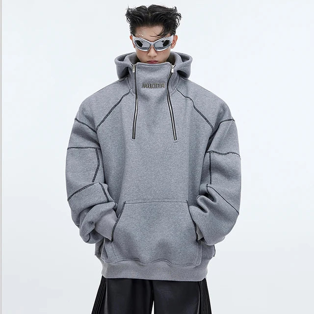 Lines Cotton Polyester Loose Hoodies