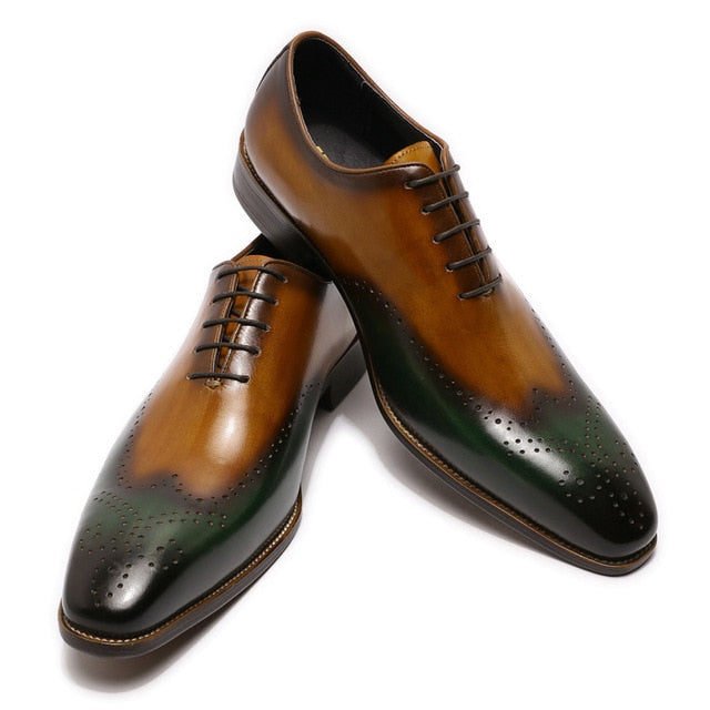 Hand Painted Men Wingtip Oxford Shoes