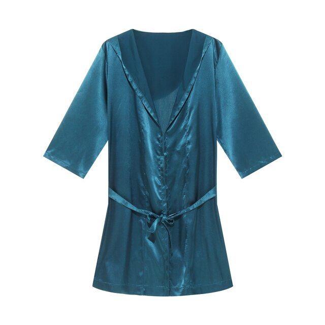 Hooded Satin Solid Pajamas Robe