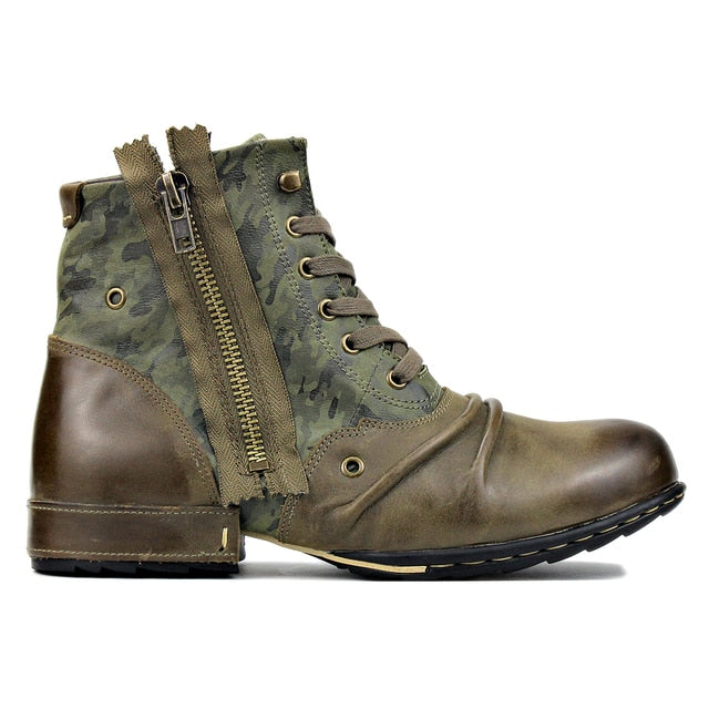 Bottines camouflage zippées