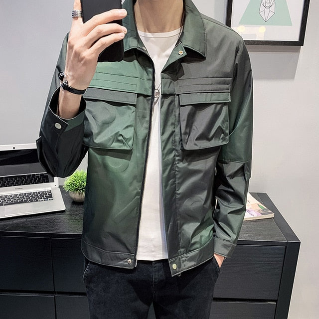 Men Spring Jacket Gradient Color Casual Jackets
