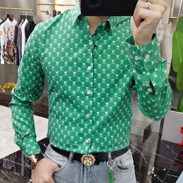 Full Letter Geometric Print Pattern Shirt