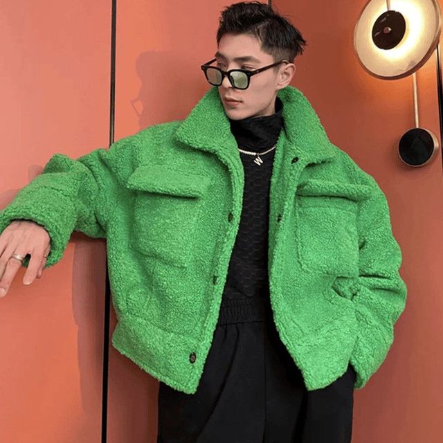 Green Lamb Wool Padded Jacket