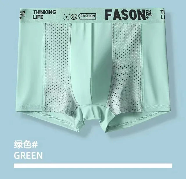 Ice Silk Solid Mesh Boxer
