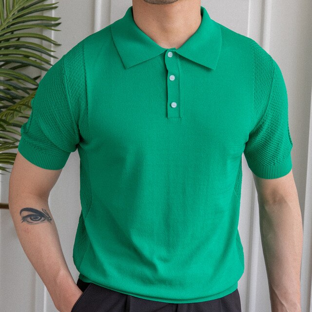 Solid Color Button Polo Shirt