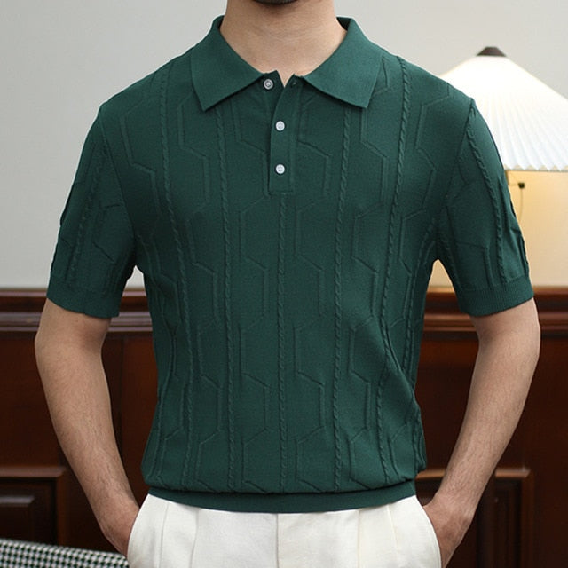 Knitted Striped Vintage Polo Shirt