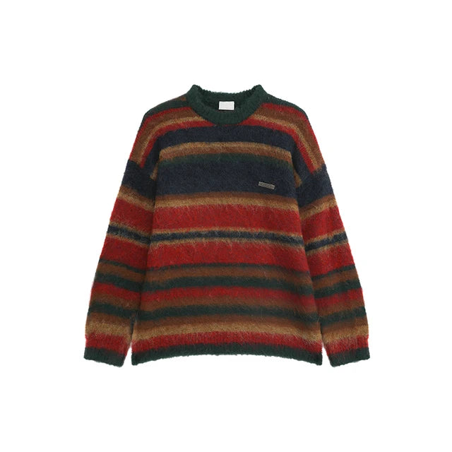 Colorful Stripes Round Neck Sweater