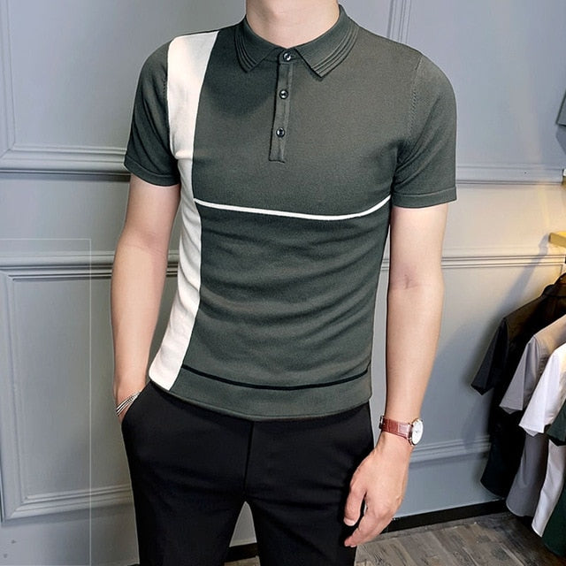 Offset White Line Decorated Polo Shirt