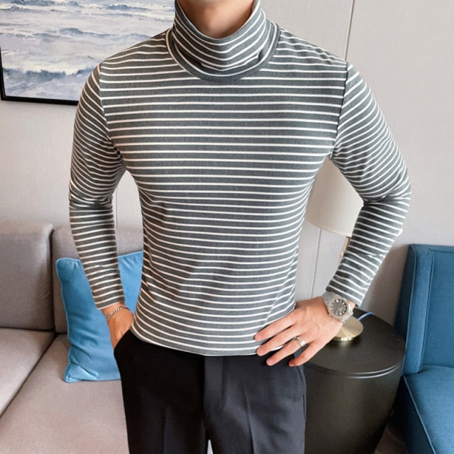 White Horizontal Stripes Decorated Long Sleeve T-Shirt