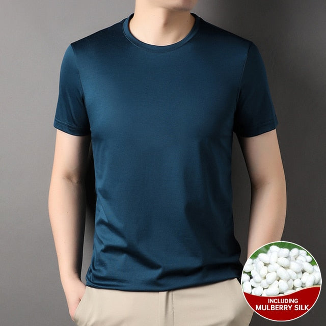 Mulberry Silk Solid O-Neck T-Shirt
