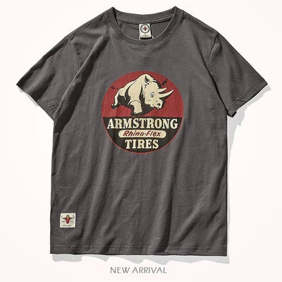O-neck Rhino Printed T-Shirt