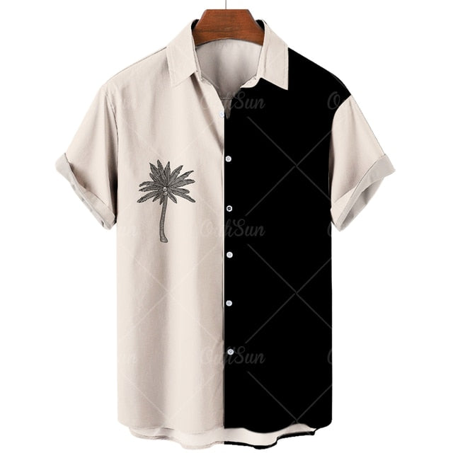 Palm Tree Printed Short Sleeve Shirt
