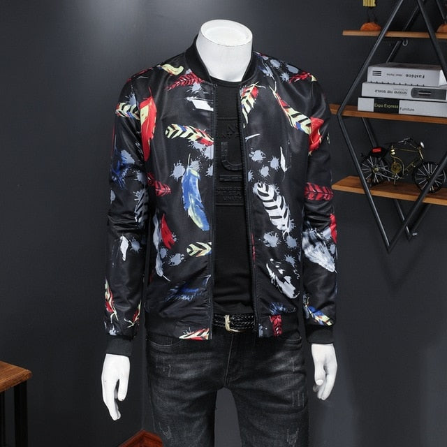 Colorful Feather Printed Jacket