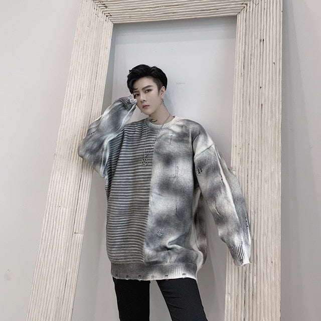 Pull à demi-épissure Hip Hop Vintage ample décontracté pour hommes