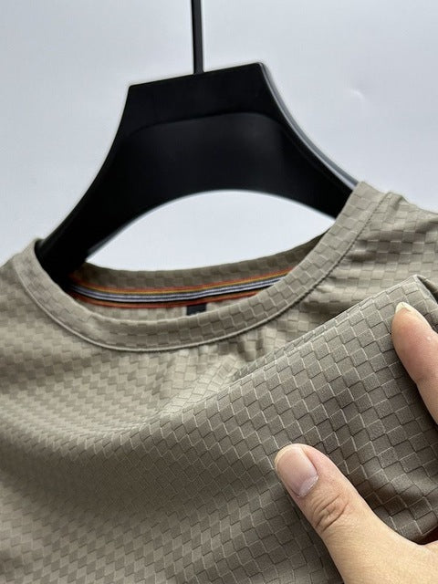 Checkered Waffle O-Neck T-Shirt