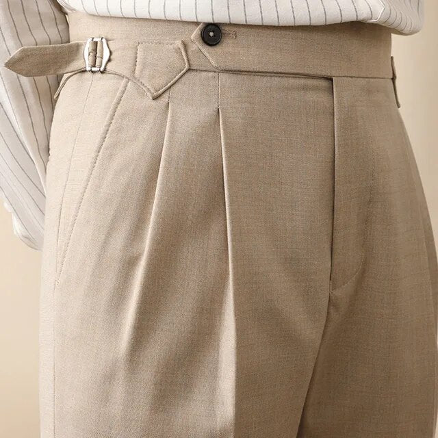 Khaki Color Side Buckle Trousers