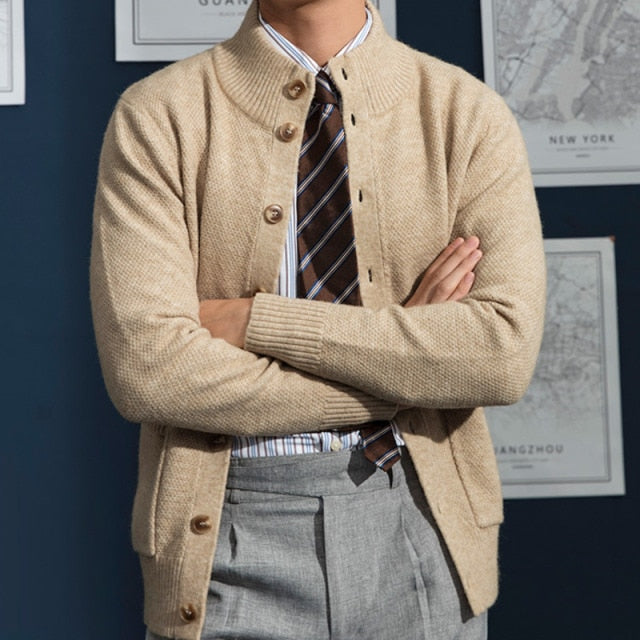 Cárdigan de punto de lana de manga larga