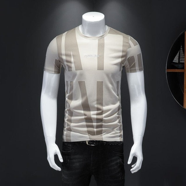 Summer Men Cotton Stretch Short Sleeved T Shirt