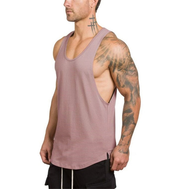 Badge Decorated Solid Color Fitness Tank Top