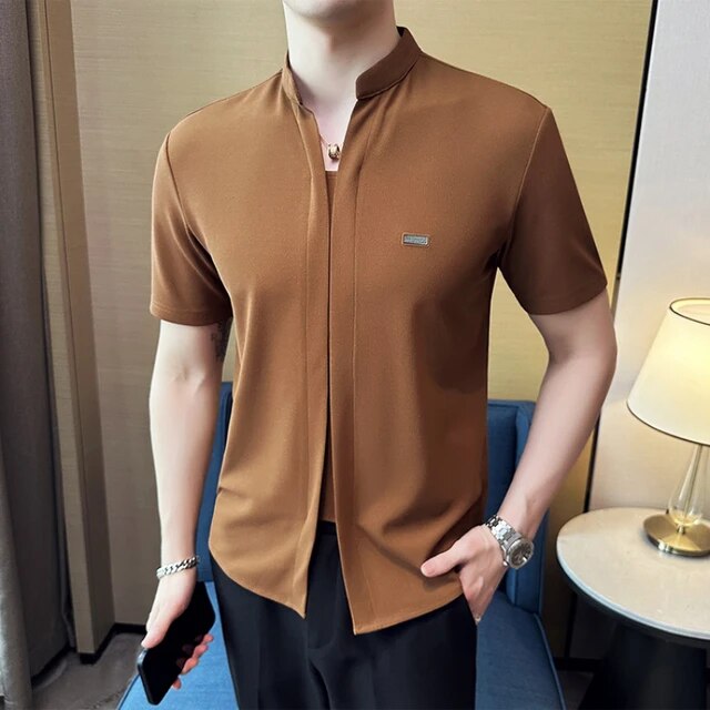 Casual Polyester Spandex Short Sleeve Shirt