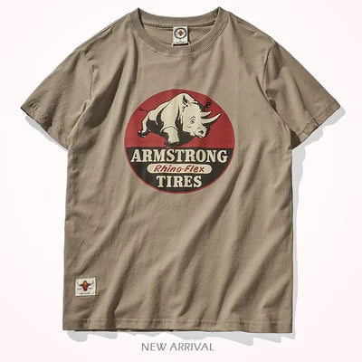 O-neck Rhino Printed T-Shirt
