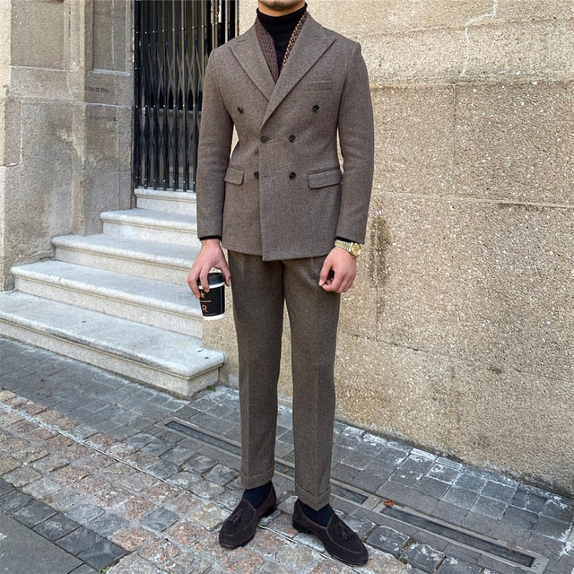 Pewter Beige Formal Suit Set