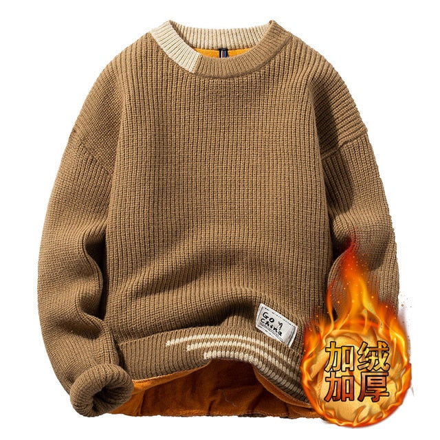 Suéter de mezcla de lana lisa con cuello redondo