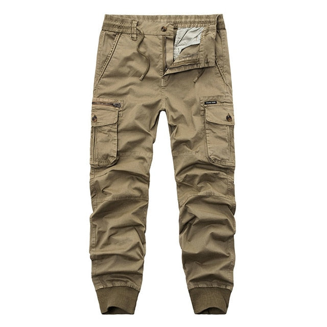 Pantalon tactique cargo en coton solide avec poches latérales style décontracté militaire pour hommes