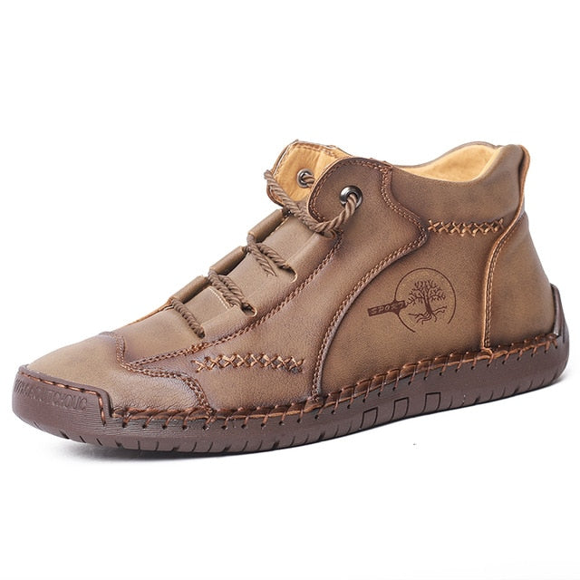 Bottines à lacets en cuir de style extérieur pour hommes