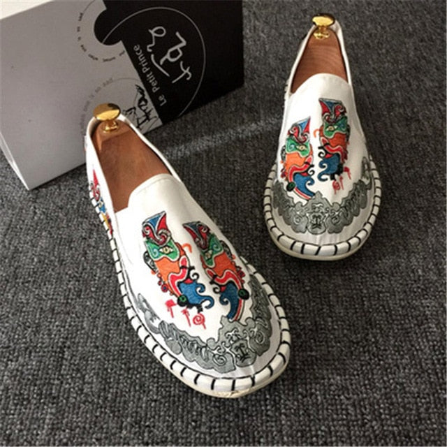 Men Colorful Embroidery Espadrilles Light Canvas Shoes