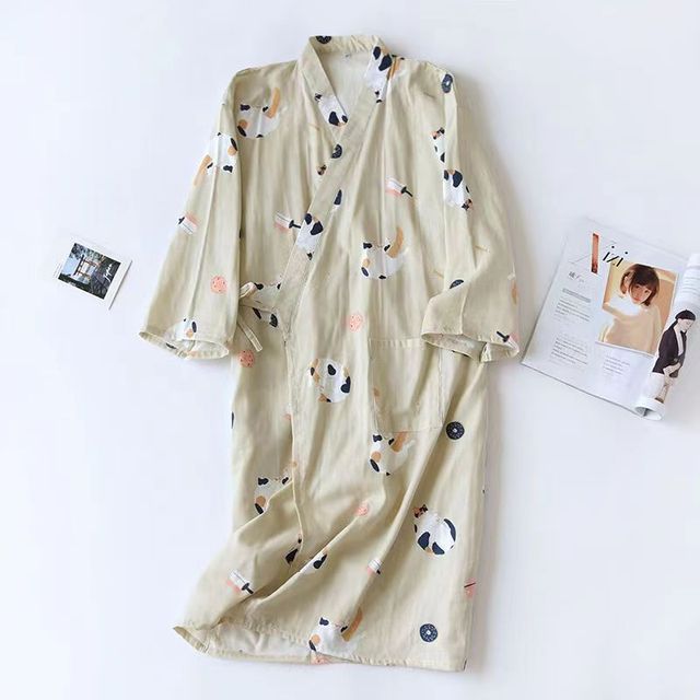 Printed Thin Cotton Sleeping Robe