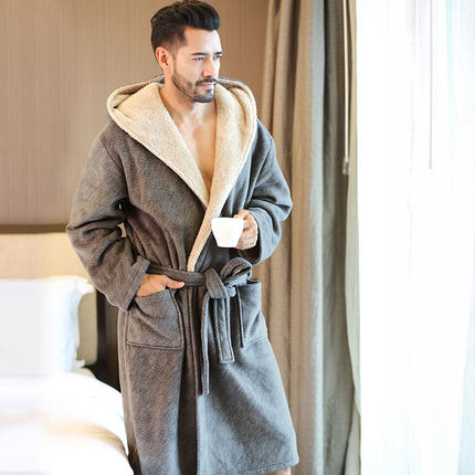Shawl Collared Solid Winter Pajama Robe