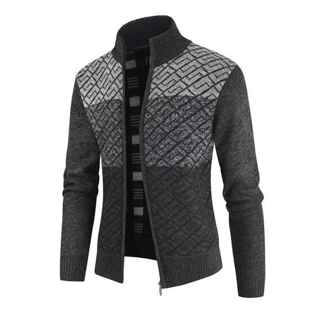 Winter Jagged Knitted Tricolor Cardigan