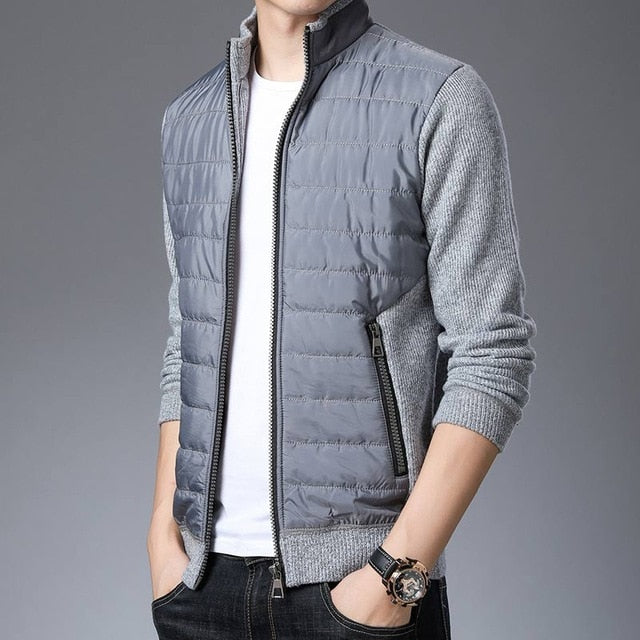 Knitted Monocolor Padded Cardigan Sweater