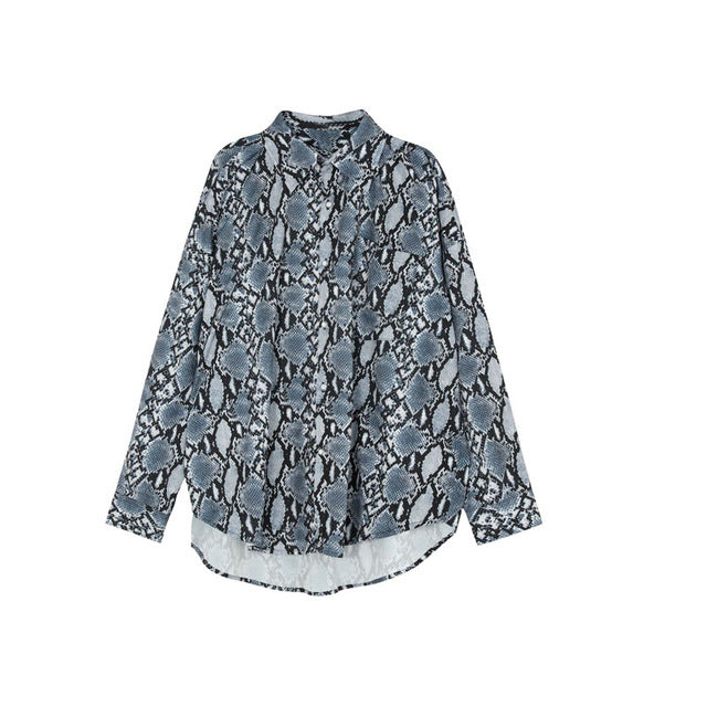 Full Monochrome Snakeskin Print Men Shirt