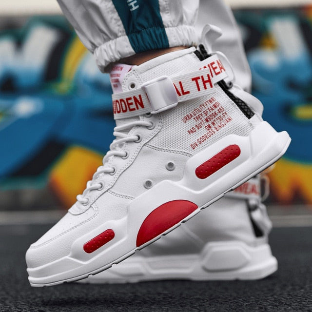 Baskets montantes décontractées à imprimé de lettres pour hommes