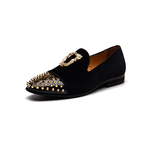 Rivets Toe with Metal Ornament Casual Slip On Style Men Loafers