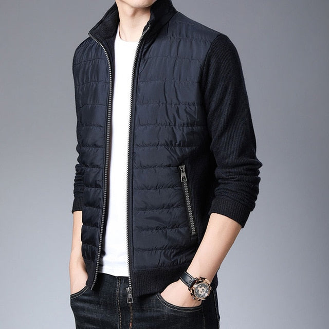 Knitted Monocolor Padded Cardigan Sweater