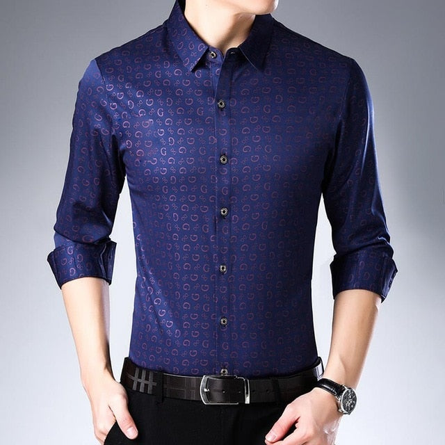 Dg Pattern Men Slim Fit Shirt