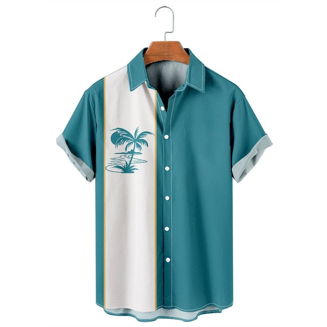 Palm Tree Printed Short Sleeve Shirt