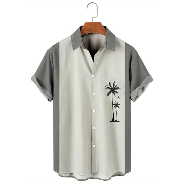 Palm Tree Printed Short Sleeve Shirt