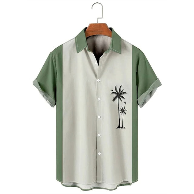 Palm Tree Printed Short Sleeve Shirt