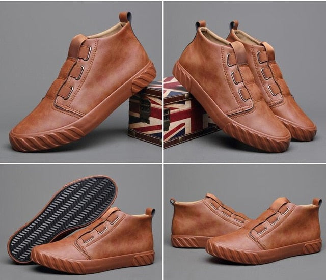 Sneaker haut décontracté pour hommes en cuir PU solide tendance