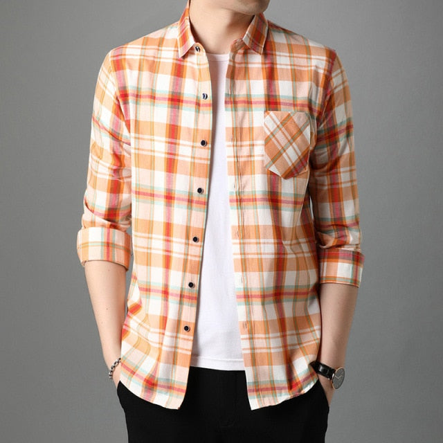 Bright Multi-Color Plaid Patterned Shirt