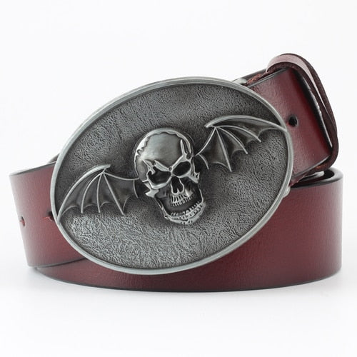 Rock Metal Skull Head Buckle Leather Belt